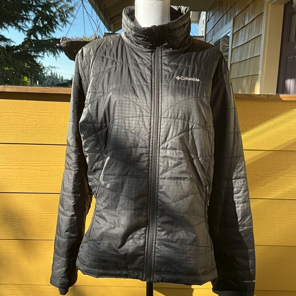 Columbia Insulated Quilted Mid-Weight Coat Omni-Heat Thumb Holes Black Size XL